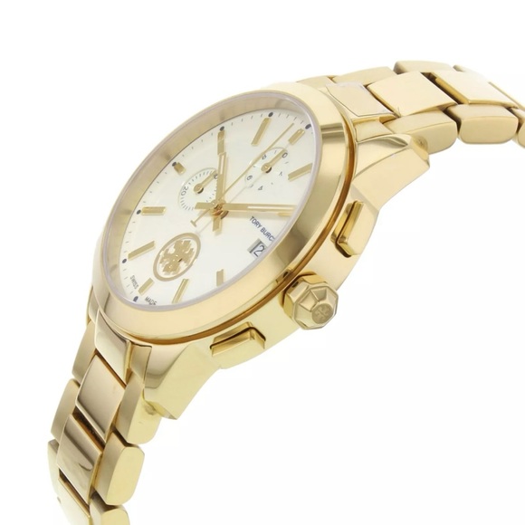 Tory Burch ♡ Collins Chronograph Gold Tone Stainless Steel Watch - Picture 11 of 15